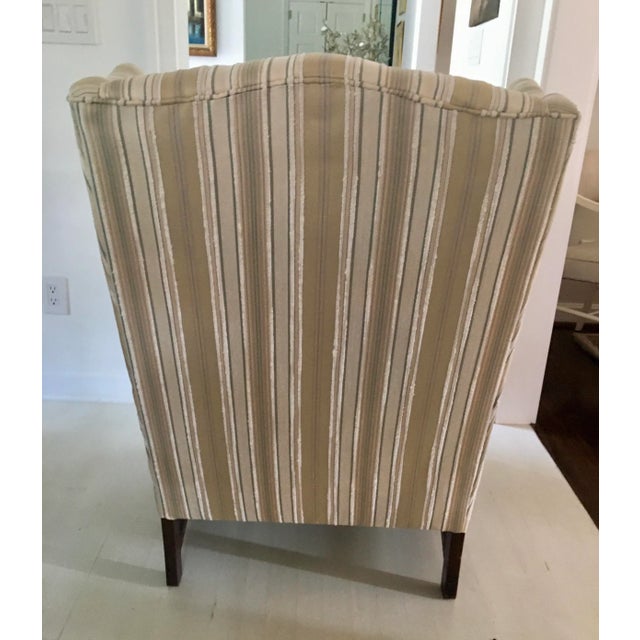 Hand Crafted Chippendale Style Wingback Chair With Fretwork Legs For Sale - Image 4 of 11