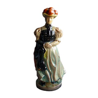 Ceramic Forest Girl Figure by Anton Kling for Karlsruher Majolika, 1935 For Sale