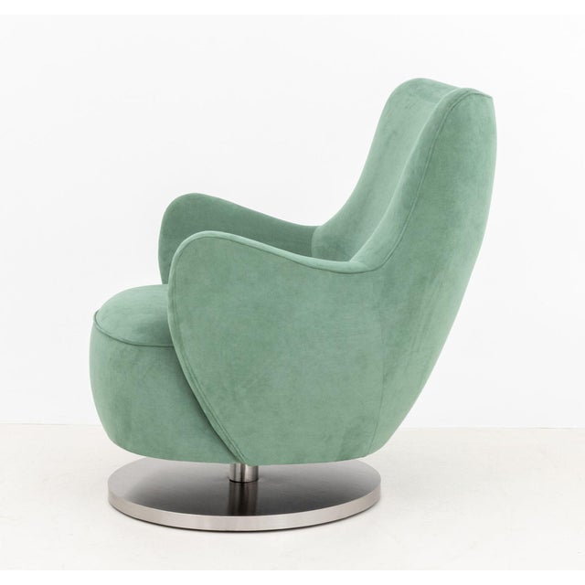 Teal Vladimir Kagan Barrel Swivel Chair and Ottoman For Sale - Image 8 of 13