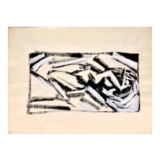 Donald Stacy "Curled Up Cubist C.1950s Gouache Mid Century Painting For Sale
