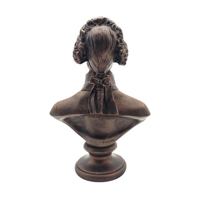 2000 - 2009 Thomas Jefferson Bronze Finish Portrait Bust Sculpture, 7.5", Dated 2003 For Sale - Image 5 of 14