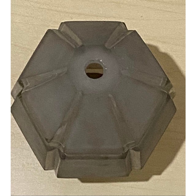 Antique Art Deco Octagonal Faceted Design Frosted Glass Shade For Sale In Pittsburgh - Image 6 of 6