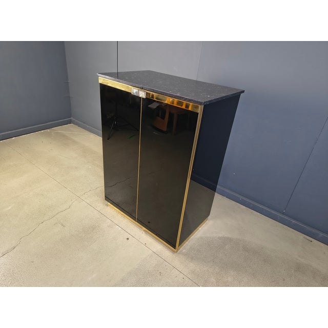 Black Lacquer and Marble Bar in the style of Maison Jansen, 1970s For Sale - Image 6 of 11