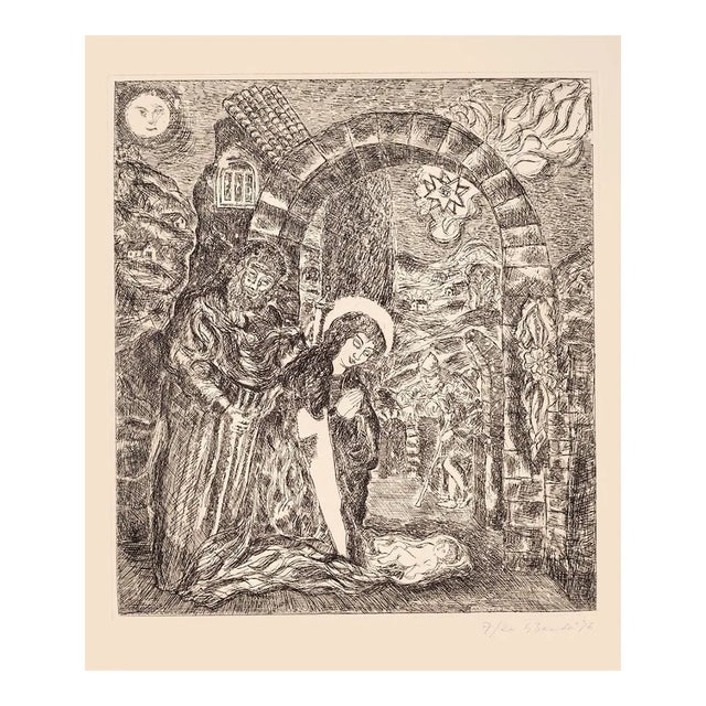 Gianpaolo Berto, Christmas Day, Etching, 1976 For Sale