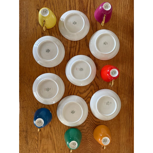 1960s Richard Ginori Set of 6 Espresso Cups and 7 Saucers Multicolor - 13pcs For Sale - Image 10 of 10