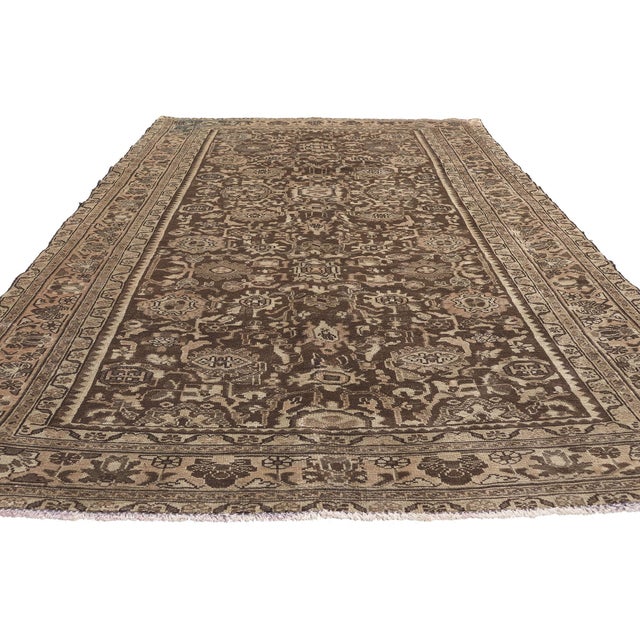 Mid-Century Modern Vintage Earth-Tone Persian Malayer Rug - 05'03 X 09'06 For Sale - Image 3 of 9