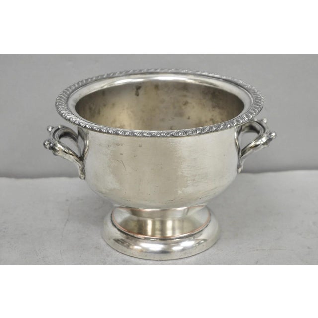 Vintage English Regency Style Silver Plated Low Champagne Chiller Ice Bucket For Sale - Image 15 of 16