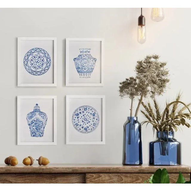 The Dynasty Petite Prints - Set of 4 8 x .75 x 11 These darling little chinoiserie ginger jar and plate prints are a...