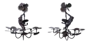 Metal and Cast Iron Monkey and Palm Sconces - A Pair