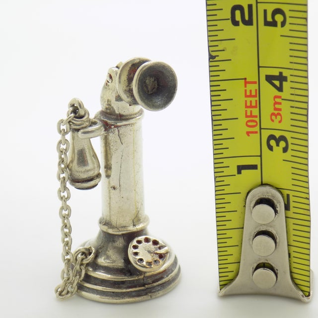 Vintage Italian Handmade Silver Telephone Miniature, 1970s For Sale - Image 10 of 11