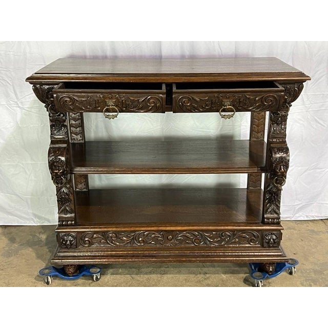 Antique Carved English Oak Server Circa 1880's For Sale In Nashville - Image 6 of 12