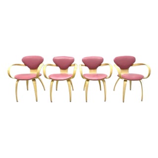 Norman Cherner Plycraft Pretzel Arm Chairs Set of 4 For Sale