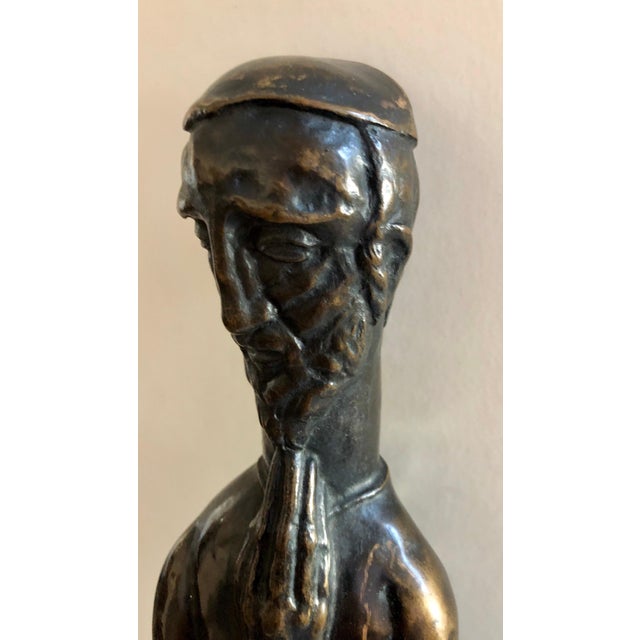 Peter Krasnow, Art Deco Expressionist Bronze Judaica Rabbi Sculpture Los Angeles Modernist, c.1930s For Sale In Miami - Image 6 of 14