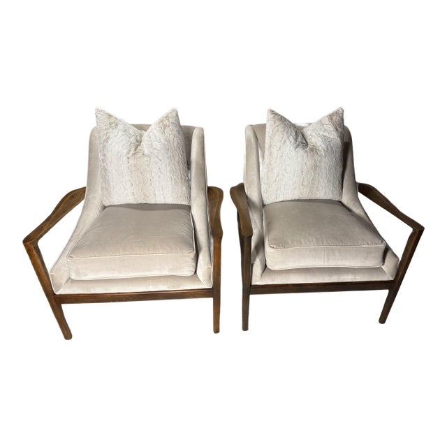 Velvet Club Chairs- A Pair For Sale