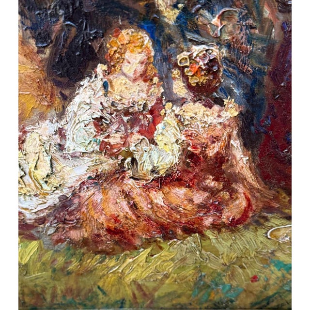 Romantic Ladies in a Lush Garden, Signed European Oil Painting, Belle Époque, 1800s For Sale - Image 8 of 18