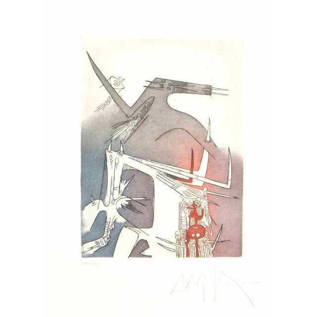 Personages is print realized by Wifredo Lam (Sagua La Grande 1902 - Paris 1982) Colored etching on paper. Hand-signed and...