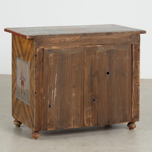 19th Century Original Hand-Painted Pine Chest of Three Drawers With Soldiers on Horseback For Sale - Image 13 of 13