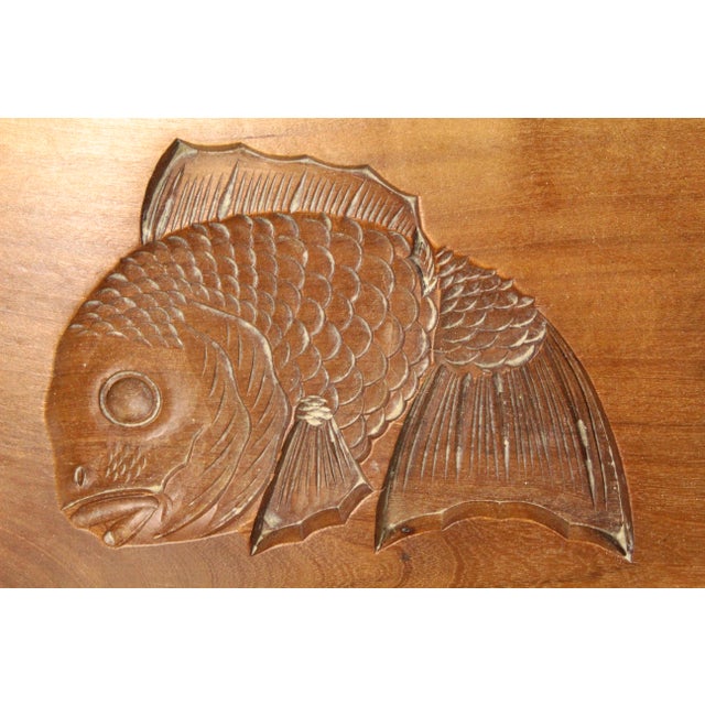 Early 20th C. Japan Hand Carved Koi Fish Mold Kashigata for Sweet Cakes Wagashi For Sale - Image 4 of 18