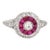 Vintage Art Deco Diamond Calibre Ruby Ring Sz 8.5 Platinum Engagement Jewelry For Sale