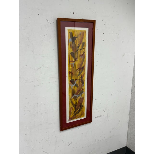 African Jahman San Wildlife Painting, Vintage For Sale - Image 3 of 12