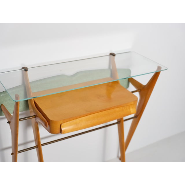 Wood Italian Sculptural Maple Console Table with Glass Top by Ico Parisi, 1950s For Sale - Image 7 of 11