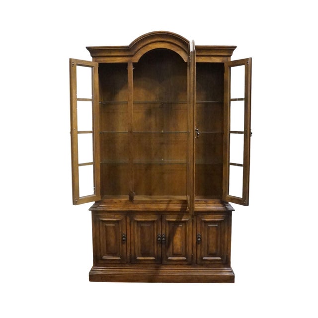 Late 20th Century Drexel Furniture Bishopsgate Collection Solid Walnut English Tudor Style 48" China Cabinet 160-414-6 For Sale - Image 5 of 13