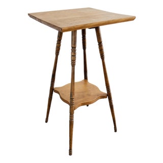 Antique Turned Wood Two Tier Table or Plant Stand For Sale