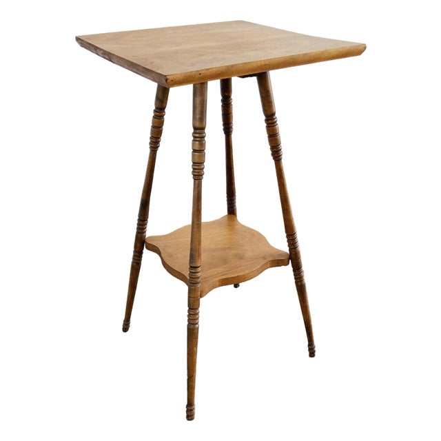 Antique Turned Wood Two Tier Table or Plant Stand For Sale