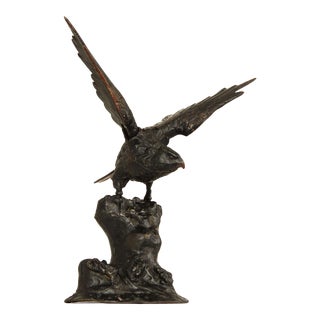 Japanese Meiji Style Cast Iron Eagle Sculpture For Sale