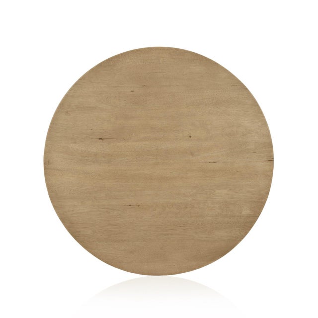 Wood Four Hands Mesa Round Coffee Table - Light Brushed Parawood 48" For Sale - Image 7 of 9
