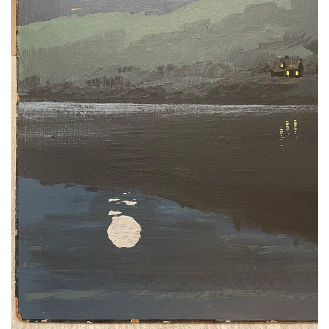 Black Rare Original Malcolm Wells Upper Mill 'pond Moon' Brewster Cape Cod Painting For Sale - Image 8 of 11