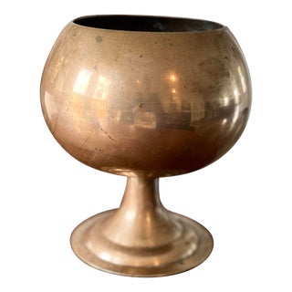 1960s Vintage Brass Chalice Cachepot/Planter For Sale