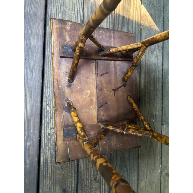 Burnt Bamboo Two-Tier Side Table, 19th Century For Sale - Image 9 of 12
