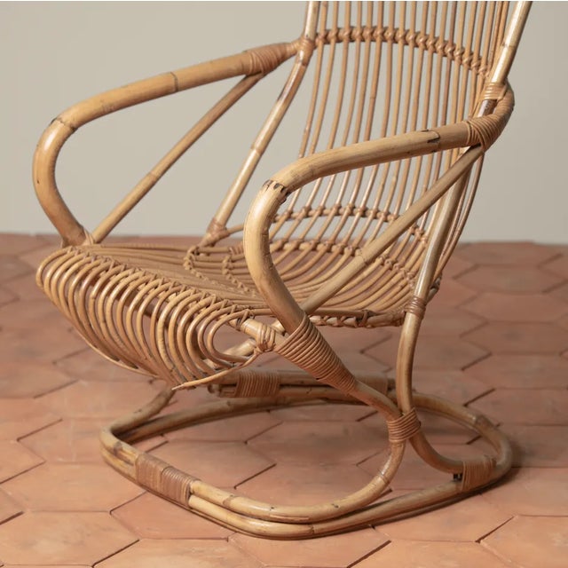 Vintage High Back Chair With Ottoman For Sale - Image 4 of 7