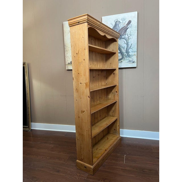 Antique English Country Pine Bookcase Bookshelf Tall Narrow Open Shelf C1900 For Sale - Image 13 of 18