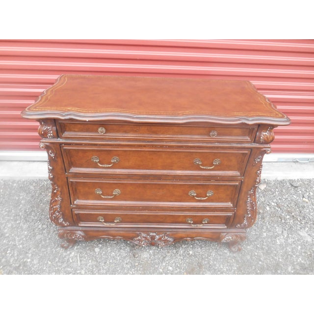 Vintage Quality Four Drawer Bombay Chest With Leather Top For Sale - Image 9 of 10