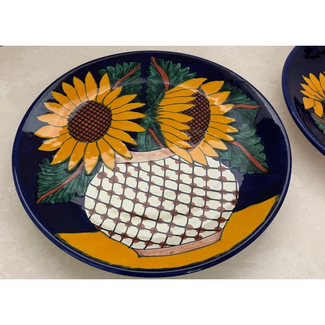 Late 20th Century Mexican Sunflower Wall Plates, a Pair For Sale - Image 4 of 8