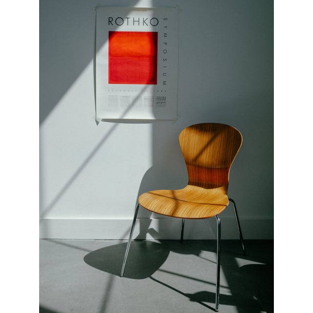 Knoll Knoll Sprite Stacking Chairs by Ross Lovegrove — Two-Tone Wood & Red — Pair For Sale - Image 4 of 12