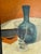 Mid-Century Modern 1961 Mid-Century Modern Still Life With Blue Glass Bottle, Signed For Sale - Image 3 of 12
