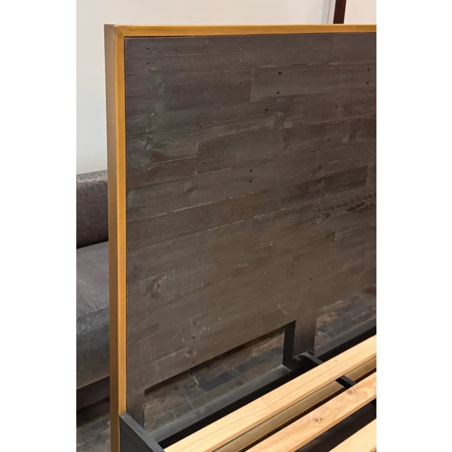 Wood Queen Size Zin Home Elle Brass Bed Frame For Sale - Image 7 of 12