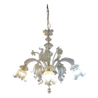Glass Clear and Gold Chandelier with Flowers and Leaves by Simoeng For Sale