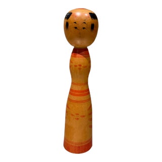Traditional Japanese Kokeshi Doll Signed, Mid Century Modern Japan For Sale