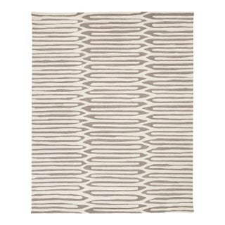 8x10 Modern Geometric Hand-Tufted Wool Area Rug - Neutral Taupe & Cream For Sale