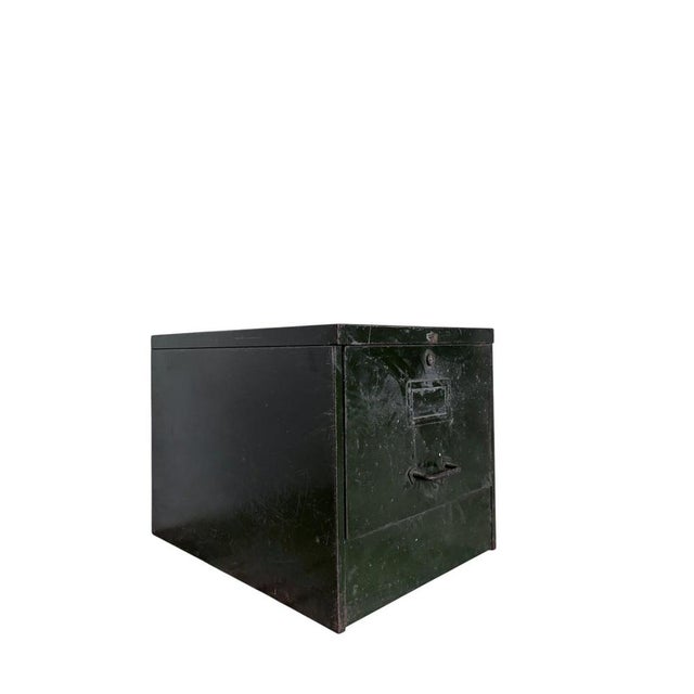 Vintage Industrial Military Filing Cabinet in Green Steel For Sale - Image 6 of 9