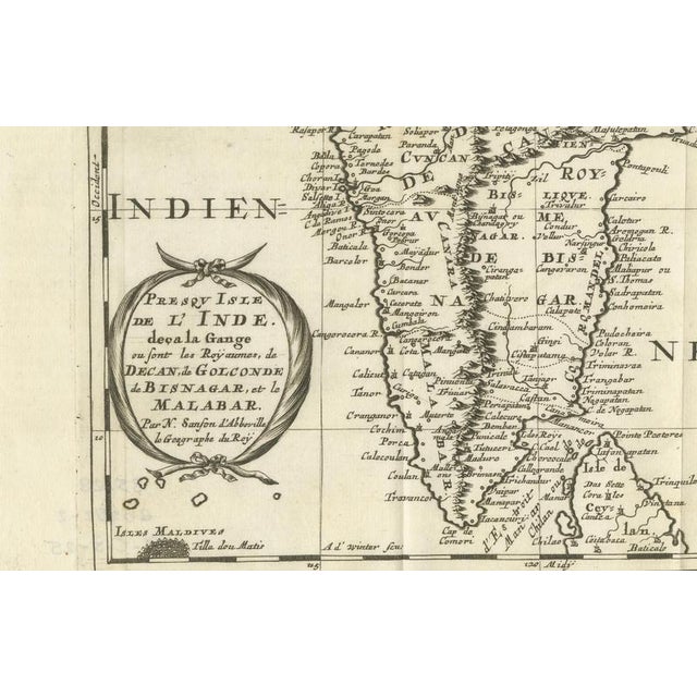 Southern India Map by Nicolas Sanson, 1683 For Sale - Image 4 of 10