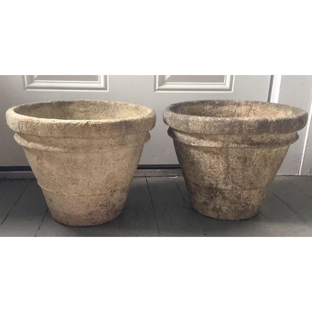 Early 20th Century Crushed Stone Garden Flower Pots - A Pair For Sale - Image 4 of 11