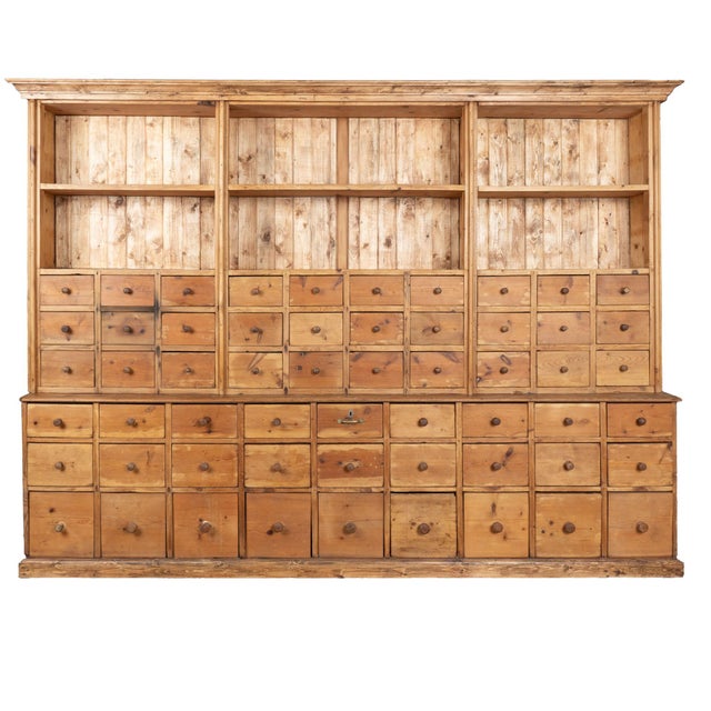 19th Century Large Pine Apothecary Display Cabinet With 57 Drawers For Sale - Image 11 of 11