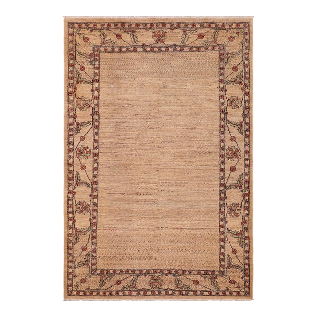 Modern Gabbeh Beige/Rust Wool Rug - 5'11'' X 9'0'' For Sale