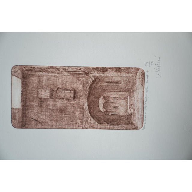 Courtyard, 1970-1980, Artwork, Framed, in Very Good conditions. Designed 1970 to 1979