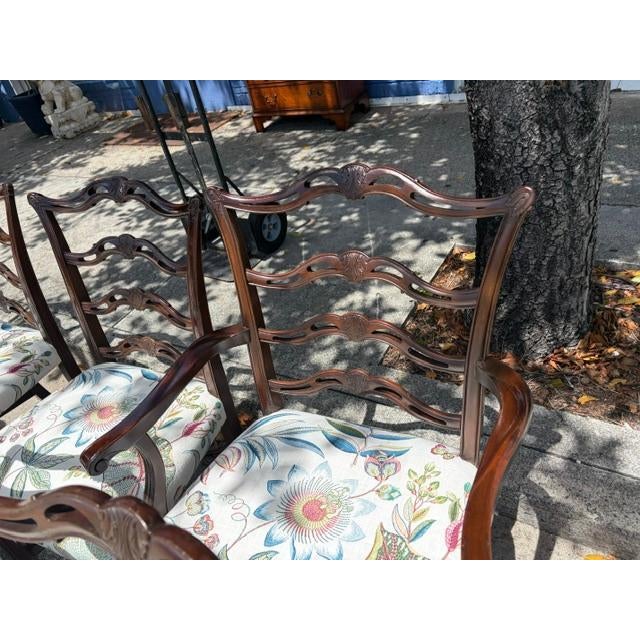Brown 1940s Set of 12 Georgian Style 1950s Mahogany Ribbon Back Dining Room Chairs For Sale - Image 8 of 10